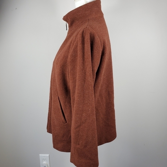 Eileen Fisher Wool Zip Up Jacket Size PM Rust Brown - Picture 8 of 11